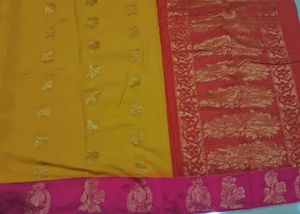 Elegant Yellow &amp; Pink pattu saree