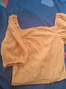 Mustard Puff Sleeve Top