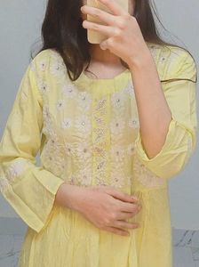 Light Yellow Embroidered Dress