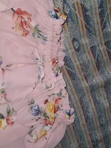 Offshoulder Pink Colour Trendy Top