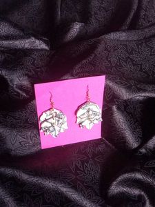 Leaf Print Dangle Earrings