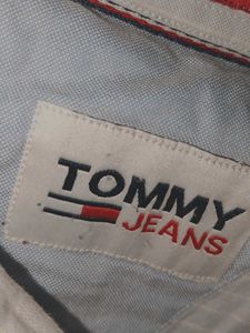 Tommy Jeans Light Blue Striped Button-Down Shirt