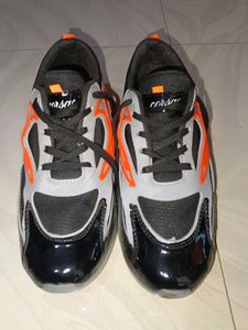 Sporty Black Grey Orange Athletic Sneakers