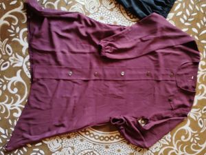 Maroon Button-Down top and skirt Abaya