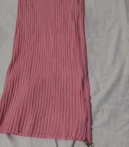 Pink Bodycon Slit Skirt