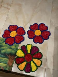 Vibrant Flower Power Shaggy Decor Mats (Set of 3)