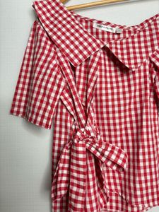 Red Gingham Tie-Front Top