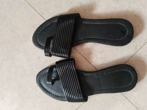 Sleek Black Slip-On Sandals