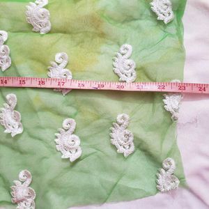 Green Embroidered Material