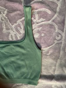 Sage Green Ribbed Crop Tank Top