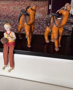 Vintage Wooden Camels + Girl+ Mat By Homecentre