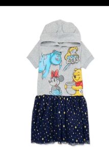 Disney Girls Hooded &amp; Green Dress Combo