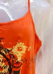 Orange Graphic Tank Top