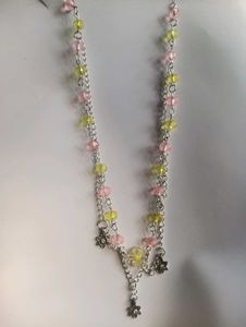 Beaded Silver Chain Necklace