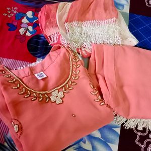 Pearl Work Georgette Heavy Suit set