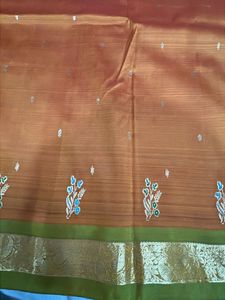 Kanchivaram Pure Silk Orange Green Saree