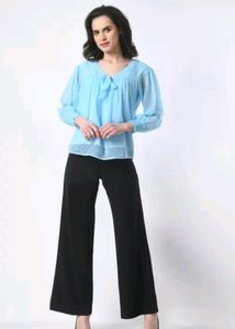 Chic Blue Sheer Top