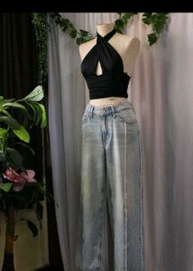 Zara Black Crisscross Halter Top