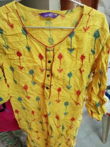 Yellow Printed Kurta
