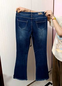 Dark Blue Wash Flare Jeans