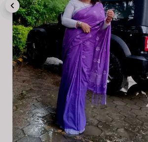 Elegant Purple Cotton Saree with blouse