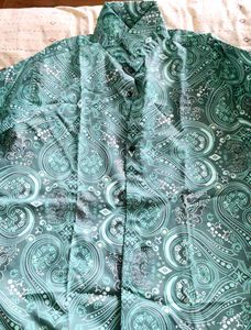 Green Paisley Button-Down Shirt
