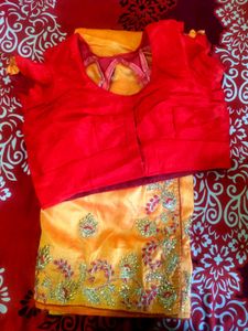 Saree with contrast blouse