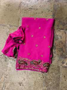Pink Embroidered Sari