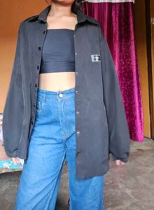 Oversized Black Button-Down Shirt