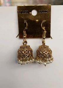 Oxidise Earring With Moti Latkan