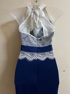 Korean Long Navy Blue Designer Gown
