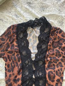 Leopard Print Lace Top
