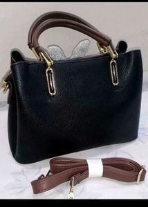 Chic Black Satchel with Cute Charms