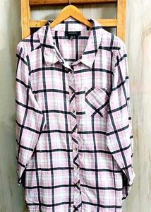 Pink Plaid Button-Up Shirt Size-46