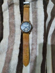 Automatic Vintage Watch Brown Leather Belt
