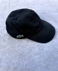 Lacoste Black Cotton Cap (One Size)