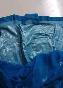Hand-Painted Blue Georgette Skirt