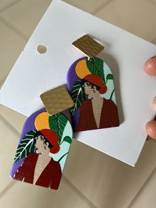 Portrait Of A Woman Hammered Drop Earrings