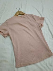 Pastel Pink Ribbed Top