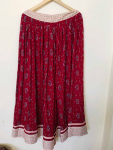 Red Floral Ethnic Skirt &amp; Top Set