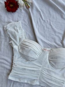 White Rouched Crop Top
