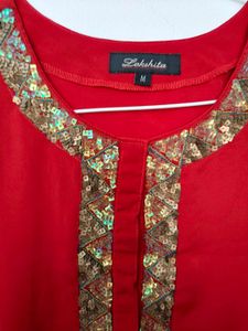 Red Sequin Embroidery Tunic