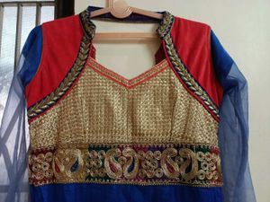 Royal Blue Embroidered Anarkali Dress 💙✨