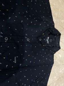 Wrangler Printed Black Shirt- John Player Pant Set