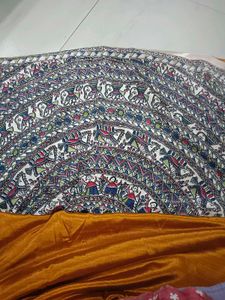 Hand-Painted Tussar Silk Saree