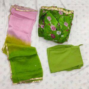 Aachho Green Chanderi Suit Set XL