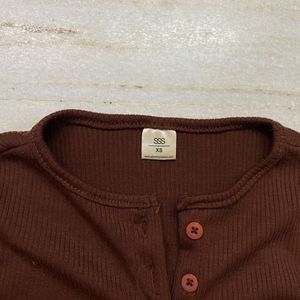 Brown Buttoned Top