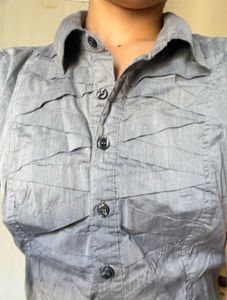 Gray Fitted Button-Down