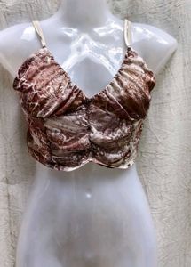 I. Brown Print Crop Top