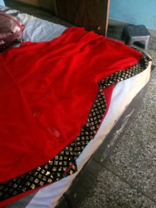 Red Beautiful Saree  No Blouse